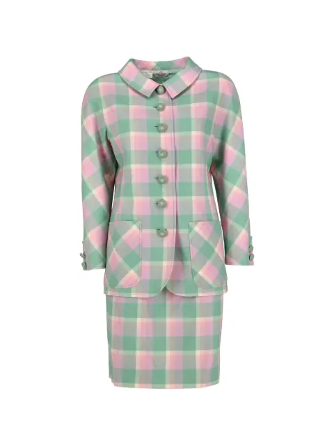Valentino Garavani Pre-Owned check-print skirt suit Green MR12072513