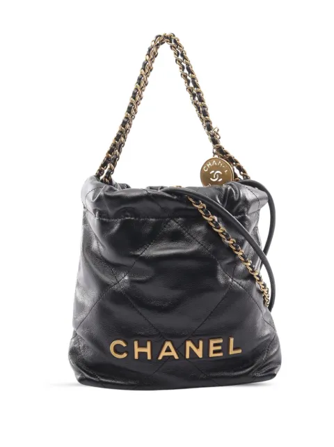 CHANEL Pre-Owned 2021-2026 Mini Shiny Calfskin 22 Handbag satchel Black YVYOVLF55K018RAC