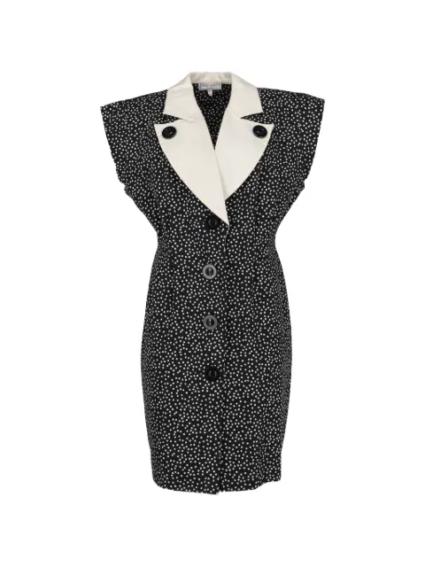 Saint Laurent Pre-Owned polka-dot-print notched-lapel mini dress Black MR135262