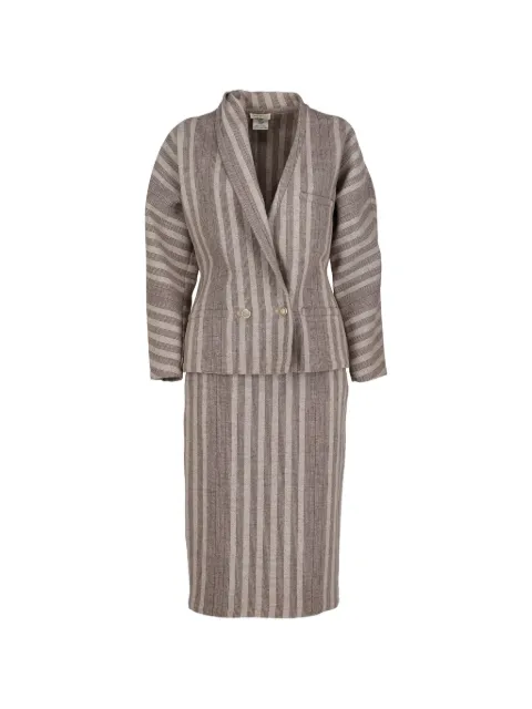 Versace Pre-Owned striped wool skirt suit Brown CVM23995