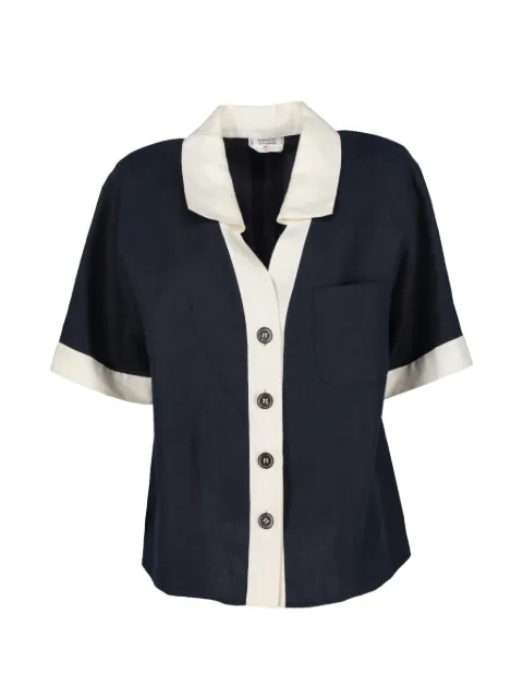Saint Laurent Pre-Owned contrast-trim shirt Blue MR27266