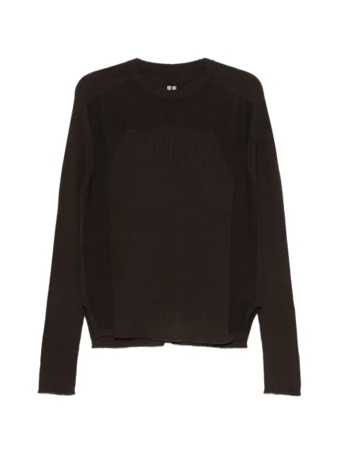 Rick Owens Ribbed Geo panelled sweater Brown RU02F4639RIBM