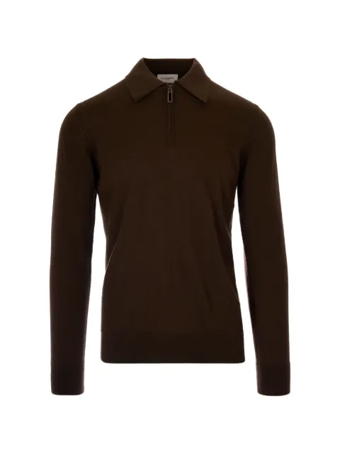 Paolo Pecora zip-fastening long-sleeve polo shirt Brown A002F0012355