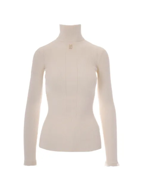 Elisabetta Franchi ribbed-knit logo-plaque sweater Neutrals MK22B66E2