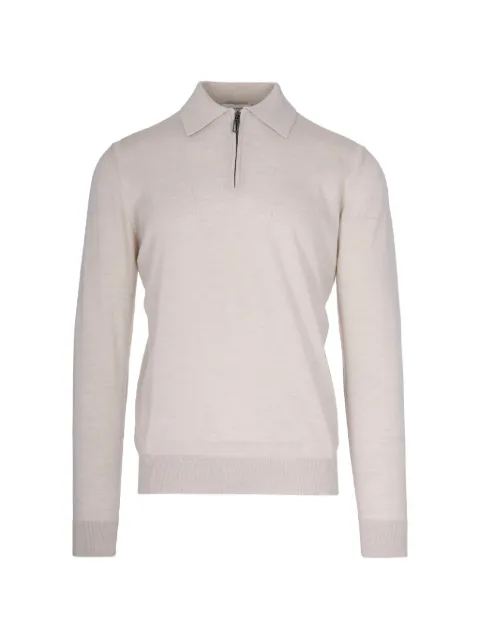 Paolo Pecora zip-fastening wool polo shirt Neutrals A002F0011102