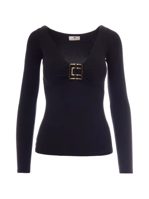 Elisabetta Franchi top in jersey-fabric with jewel logo-detail Black MD00567E2110
