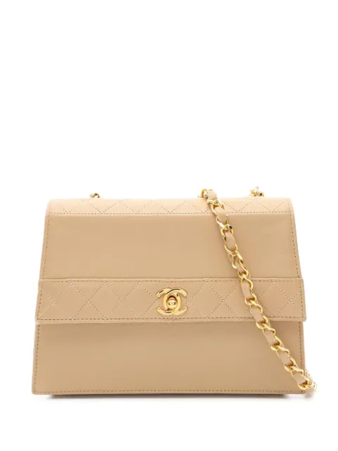 CHANEL Pre-Owned 1989-1991 Lambskin Trapezoid Chain Flap crossbody bag Neutrals 9U3CBIL3NOS3IE1H