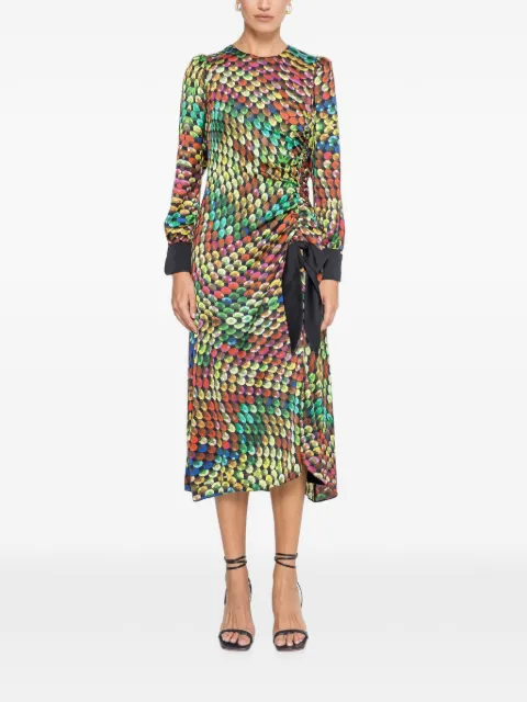 NISSA bow-detail satin midi dress Black RZ15898PRINT
