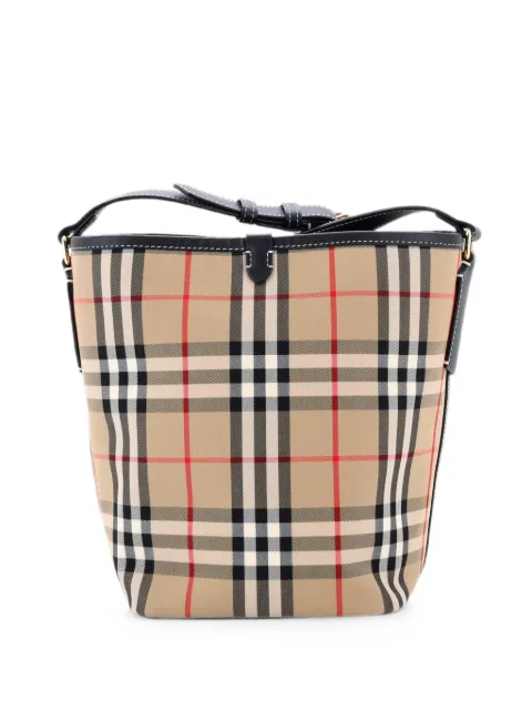 Burberry Pre-Owned Ashby Vintage Check Canvas with Leather Mini bucket bag Black MLQUWJT6YVHPJLRN