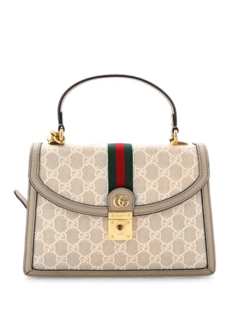 Gucci Pre-Owned Ophidia Flap Top Handle Bag GG Coated Canvas Small satchel Brown K84ZTNPEEALMXB6V