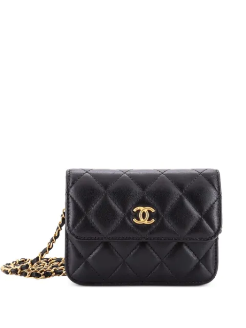 CHANEL Pre-Owned Pearl Crush Flap Clutch with Chain Quilted Lambskin Mini crossbody bag Black WHYOWX870AG9ATQZ