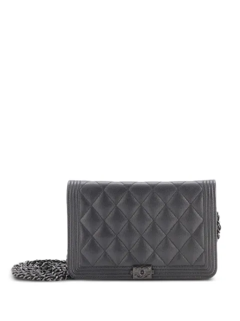 CHANEL Pre-Owned So Black Boy Wallet on Chain Quilted Caviar crossbody bag Black VRWI0CJDHAC5U8EM