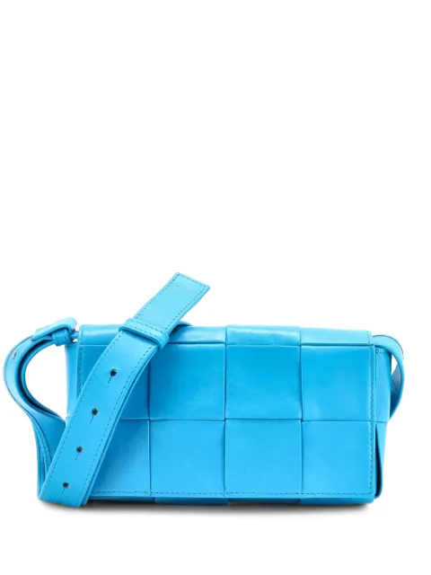 Bottega Veneta Pre-Owned Cassette Maxi Intrecciato Leather Small crossbody bag Blue 98RDH8BR58YQXS60