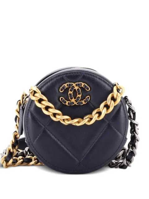 CHANEL Pre-Owned 19 Round with Chain Quilted Leather clutch bag Blue 1RHD7CFHYLFB45N8