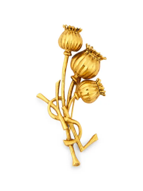 Saint Laurent Cassandre poppy brooch in metal Gold A000FXY1500