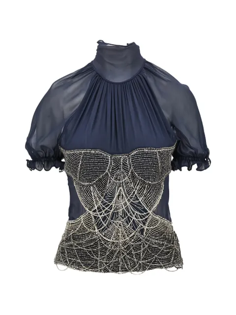 The Attico bead-embellished silk top Purple 261WCI00040EMB036RA