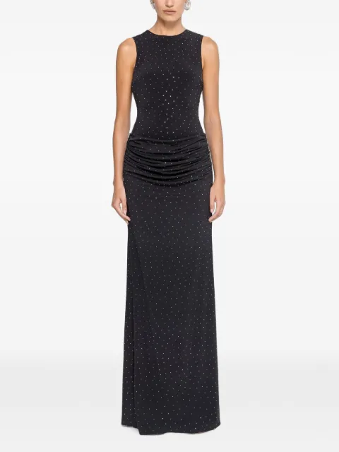 NISSA rhinestone-embellished maxi dress Black RS16749BLACK