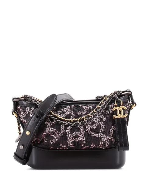 CHANEL Pre-Owned Gabrielle Logo Motif Sequins Small hobo bag Black SDKX6WSKO59BL9OS