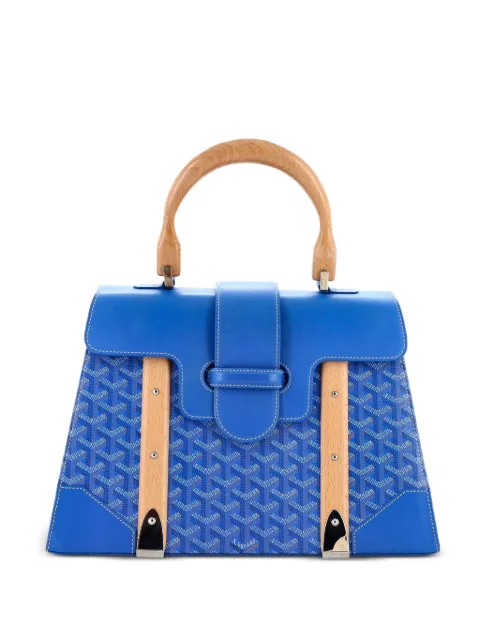 Goyard Pre-Owned Saigon Top Handle Bag Coated Canvas with Leather MM satchel Blue 3YYBOTUF755R16R7