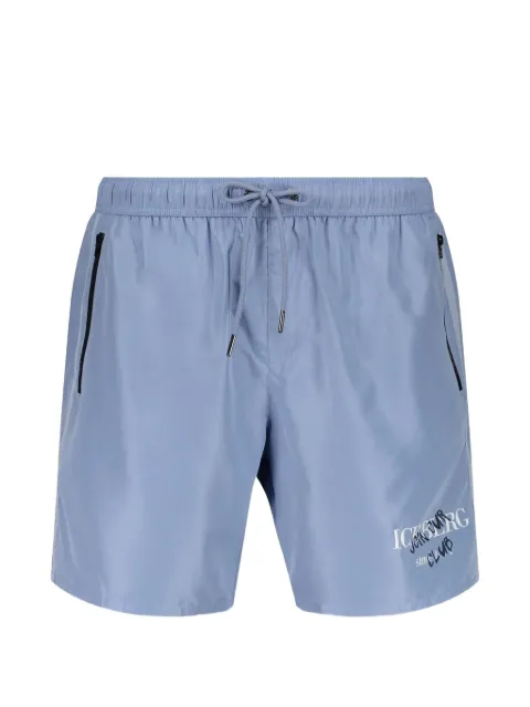 Iceberg logo-print drawstring swim shorts Blue ICE26MBM01