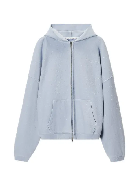 Alexander Wang hotfix-embellished zip-up hoodie Blue UCC3262304