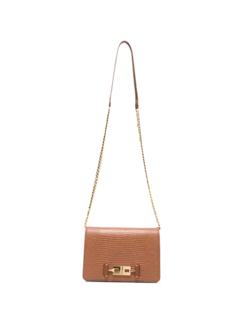 Elisabetta Franchi lizard-effect logo-plaque shoulder bag Brown BS09A66E2