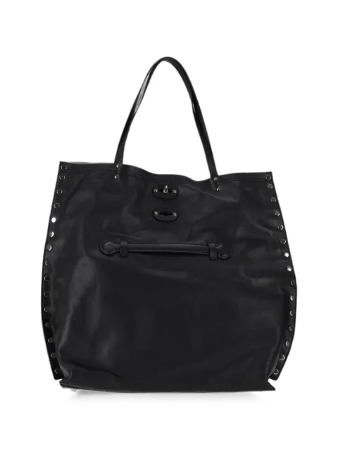 Zanellato stud-embellished leather tote bag Black 0687901910000M
