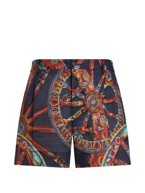 Dolce & Gabbana Carretto-print linen bermudas Blue GP0X9TFS4H2