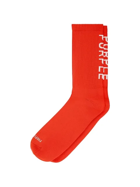 Purple Brand logo-knit ribbed socks Red A1001CCRB224