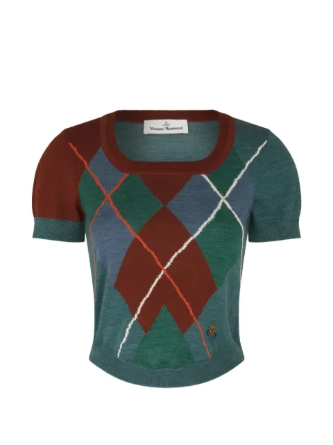 Vivienne Westwood argyle knitted T-shirt Green 18030084C00A0