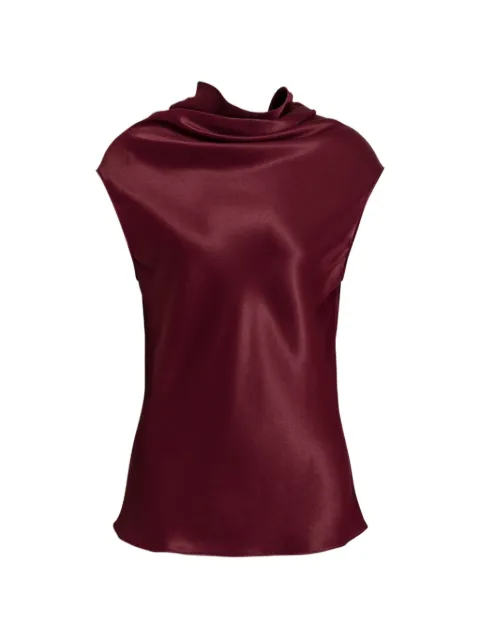 Alberta Ferretti draped sleeveless satin blouse Red A08086627