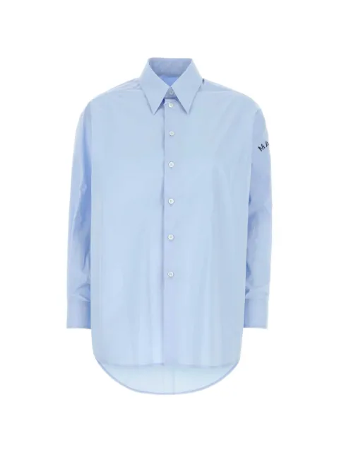MM6 Maison Margiela poplin logo-print shirt Blue S52DT0072M35256