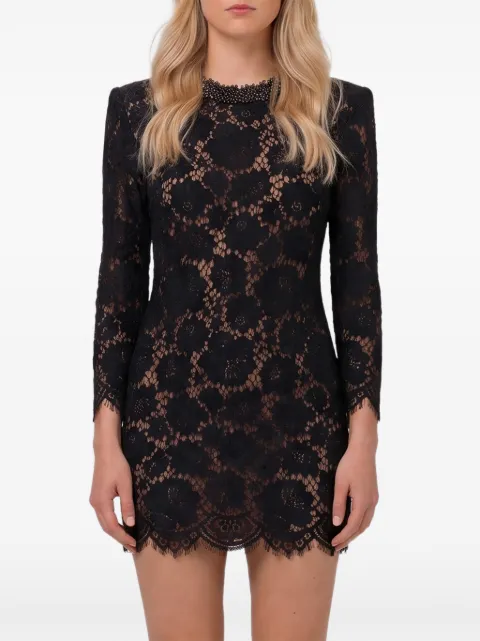 Self-Portrait black lace long-sleeve mini dress Black AW26045SB