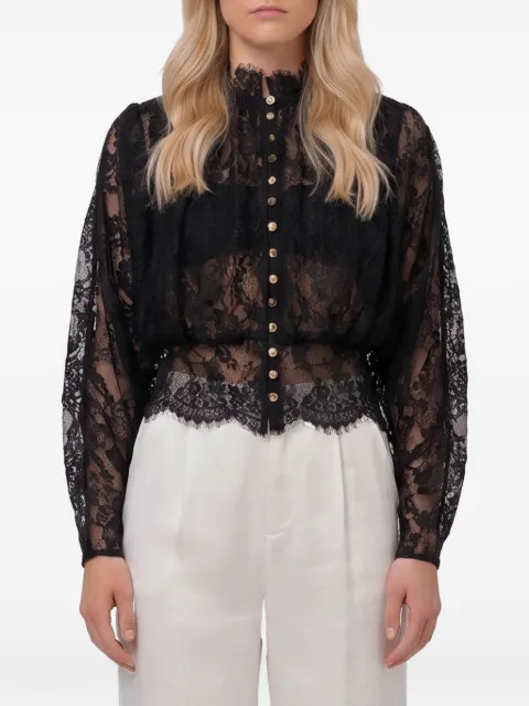 Self-Portrait black lace high neck blouse Black AW26009TC