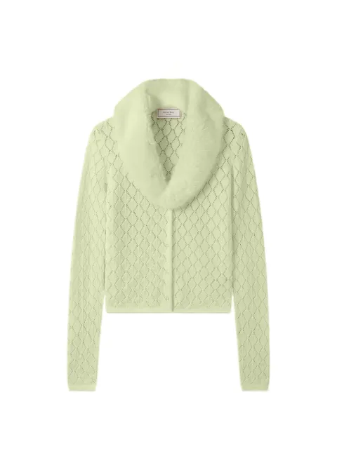 House of Sunny Peggy faux-fur collar cardigan Yellow VOL2739