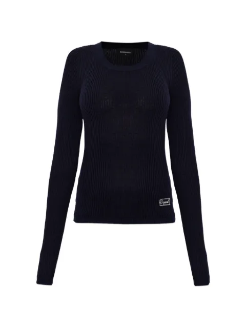 DSQUARED2 ribbed-knit logo-patch sweater Blue S75HA1458D13225