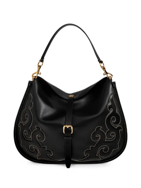 ETRO maxi leather pony bag with Texan embroidery Black WP1C0022AR124