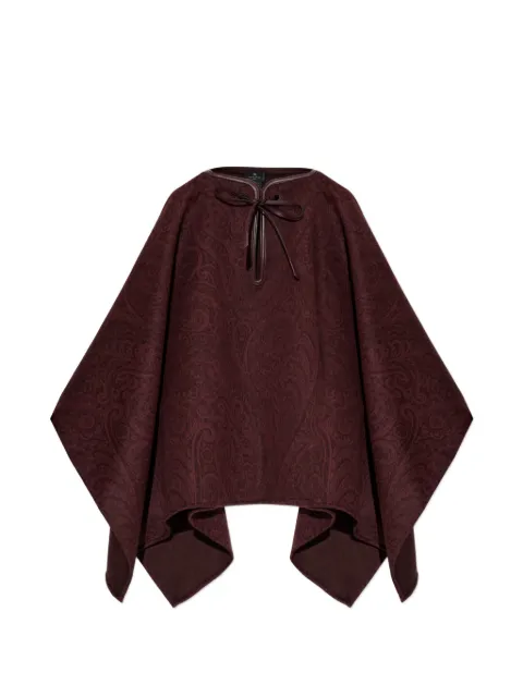 ETRO Paisley-patterned tie-fastening poncho Red WRBD003099TJB37