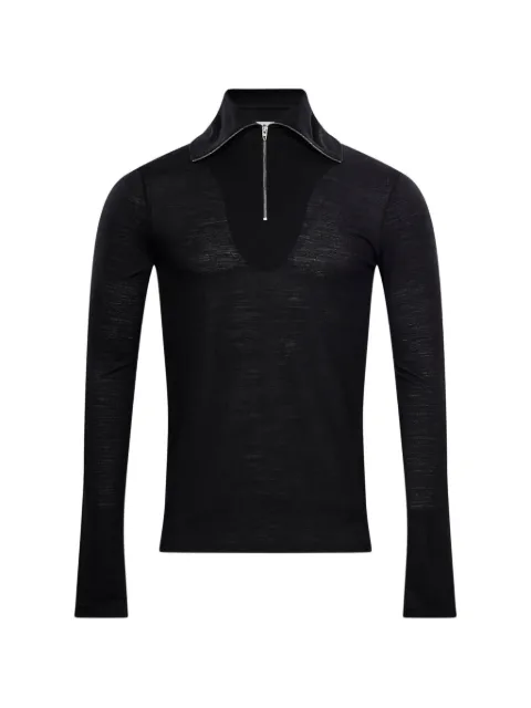 Jil Sander quarter-zip long-sleeve polo shirt Black J22GC0279J70021001