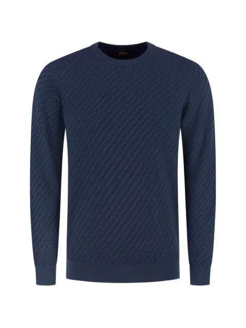Brioni textured-knit crew-neck sweater Blue UMQ90LPAK224