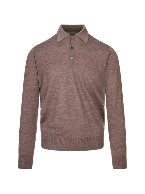 Canali long-sleeve polo shirt Brown C1123MK02353