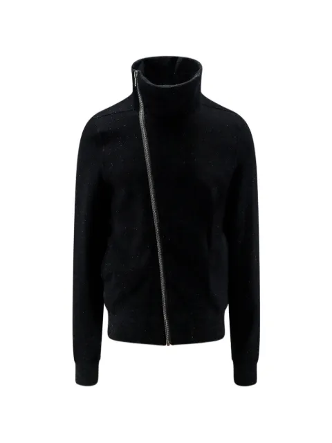 Rick Owens asymmetric-zip funnel-neck sweater Black RU02F4272WFE