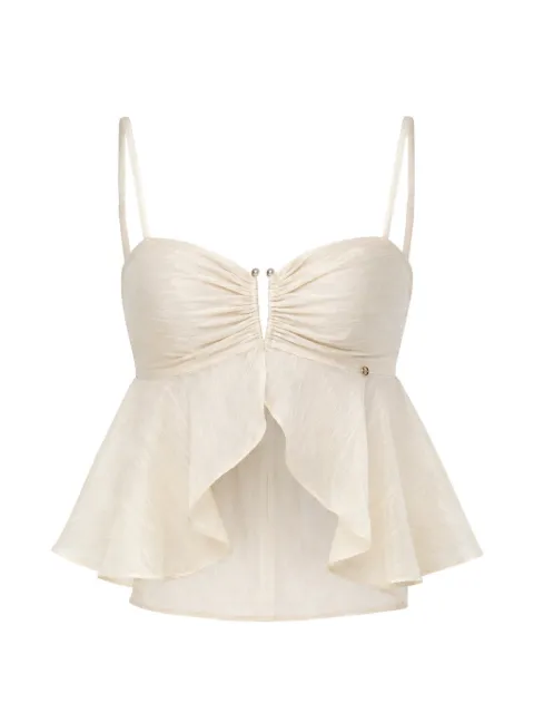 NISSA ruffled lyocell crop top Neutrals TOP16767