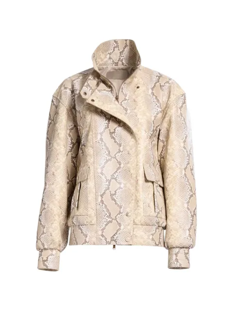 Elie Saab python-print bomber jacket Neutrals J0203NS26L0003
