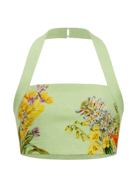 Hemant And Nandita Baku floral-print halterneck top Green HNBAKU6197