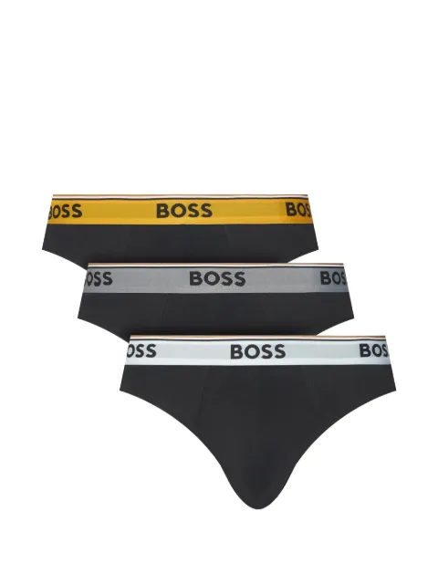 BOSS three-pack of logo-waistband briefs in stretch cotton Black 50554683