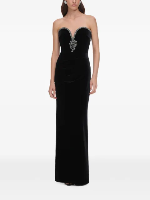 Self-Portrait black velvet maxi dress Black AW26161XB