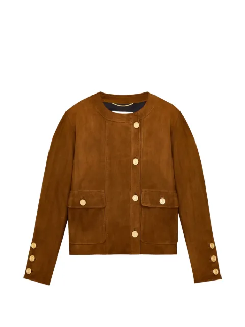 Saint Laurent short jacket in suede lambskin Brown 876897YCUM2