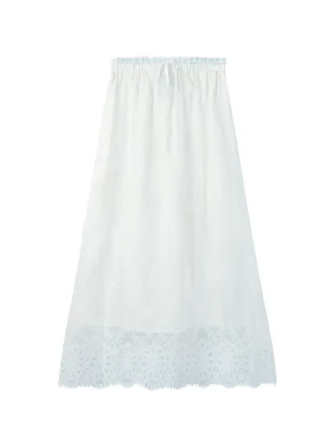 House of Sunny Blossom lace-trim A-line maxi skirt White VOL27128