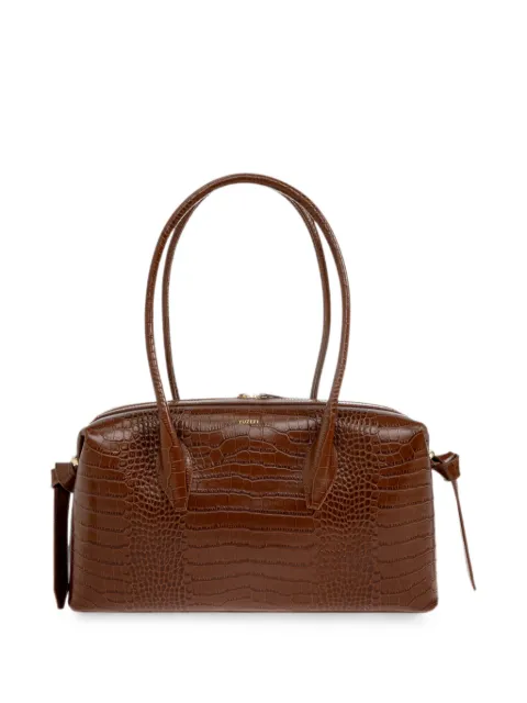 Yuzefi Brioche croc-effect leather shoulder bag Brown BRIOCHEDUFFLEEMBOSSEDLEATHER